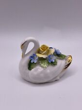 Vintage Royal Adderley Floral Miniature Swan Figurine Decor Trinket Curio *** picture