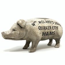 Wm. Moland's Sons Quaker City Hams Cast Iron Piggy Bank, Pig Collectible picture