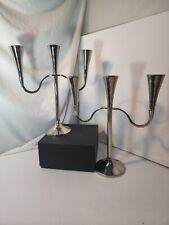 Contemporary Metal Alloy Candelabra set 2 Candle Holders 3 arm 13