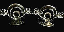 Art Deco Vintage Double Candle Holders Clear Glass Set of 2 by Indiana Glass Co. picture