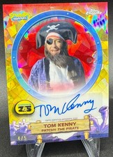 Topps Chrome SpongeBob Sapphire 2025 Tom Kenny / Patchy the Pirate # Red Auto /5 picture