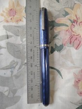 ESTERBROOK SLIM SIZE FOUNTAIN PEN BLUE MARBLE RESIN 2314-B LEFT OBLIQUE NIB picture