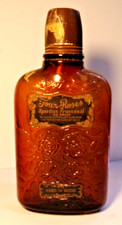 EMBOSSED Amber Glass FOUR ROSES Spiritus Frumenti Bottle + Label + Cork + Cap picture