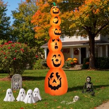 9FT Halloween Inflatable Stacked Pumpkins, Blow up 6 Pumpkins Inflatable with Bu picture