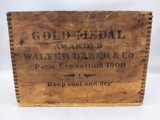 Antique W.H. Baker’s Chocolate Wood Box Paris Exposition 1900 Primitive picture