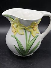 Vintage Ancora Ceramic Pitcher With Daffodils Floral Made in Italy Vase picture