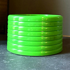 Vintage Bodum Plastic Coasters Switzerland Green Bistro MCM Mid Century Set of 8 picture