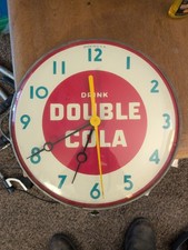 Vintage 1950’s Retro Double Cola Advertising Bubble Glass Clock 12