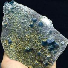 373g Translucent Deep Blue Cubic Fluorite Crystal & Smoke Quartz Specimen picture