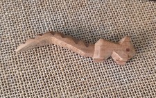 Vintage Hand Carved Tiny Wooden Squirrel, Hardwood Carved Animal Tchotchke picture