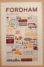 Fordham University 1841 Bronx New York 10458 NYC Lithograph Poster 11” x 17” picture