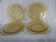 VTG Madrid Set of 4 Small Dinner Plates 9” by Federal Glass Company 1932-1939 picture
