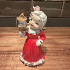 Vintage 1956 NAPCO Spaghetti Trim Christmas Gold wings Angel Red Dress  picture