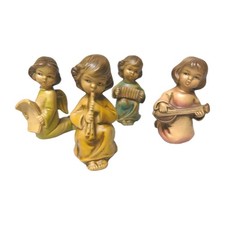Vtg Mid Century Japan Paper Mache Angel Musicians Figurine Set Of 4 Christmas picture