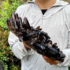 4.1LB   New Black Phantom Quartz Crystal Cluster Mineral Specimen Spiritual The picture