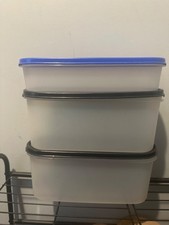 Tupperware Modular Mates Super Oval set of 3container 7.5 cups blue seal 2400B picture