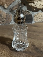 Vintage Pressed Glass Sugar Shaker Muffineer Silver Tone Top 7” picture