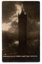 Iowa State University Campanile by Moonlight Real Photo Postcard RPPC Posted picture