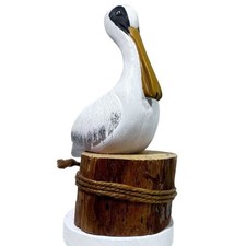 Vtg Carved Wooden Pelican Shore Bird CoastalCore Ocean Sea Beach Cabin Fishing picture