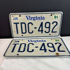Virginia TDC – 492 1991 Vintage License plate picture