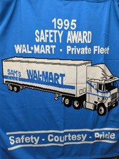 1995 Vtg Rare Walmart Sam's Safety Award Knit Blanket 70x60 New Semi Trucker picture