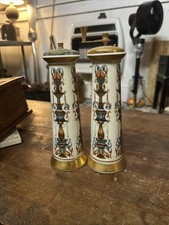 Lenox Lido Salt Shaker & Pepper Mill 24 KT Gold Trim 7.5 Inch Pair picture