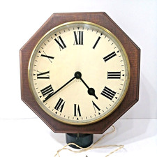 Gents GPO electric clock octagonal 12 inch dial mahogany brass Type 50B 1963 picture