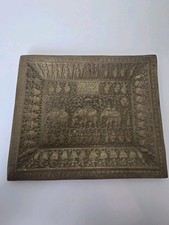 Vintage Sri Lankan Brass Platter Kandy Esala Perahera Elephant Procession picture