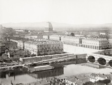 Torino Turin Italy Cityscape Piazza Vittorio Veneto River Po Vtg. Photo 19thC. picture
