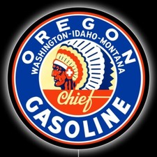 Oregon Chief Gasoline NEW LED Hanging Lighted Sign: 23