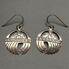Vintage UITA 21 Native American Raincloud Sterling Silver Dangle Earrings picture