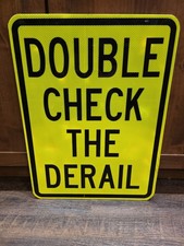 Vintage DOUBLE CHECK THE DERAIL Railroad Sign Norfolk Southern Heavy Aluminum picture