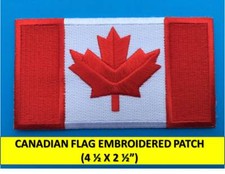 LARGE CANADIAN FLAG EMBROIDERED PATCH IRON-ON SEW-ON CANADA MAPLE LEAF(4.5x2.5