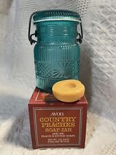 Vintage 1970's Avon Country Peaches Soap Jar with Box And 1 Peach Slice picture