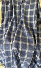 Superb Pierre Frey Fine French Country Homespun Plaid Linen Fabric ~ Indigo Blue picture