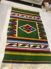 VINTAGE MEXICAN HUGE 49X88PERFECT COLORFUL SALTILLO picture