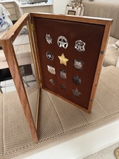Franklin Mint Great Western Lawmen 12 Sterling Silver Badges Display Case picture