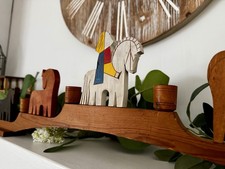 Vintage Swedish Folk Art holder, Wooden candle stick Holiday Christmas Find Gift picture