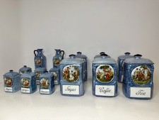ANTIQUE 1918-1939 Victoria China Czechoslovakia 14 Pc Lusterware Canister Set  picture