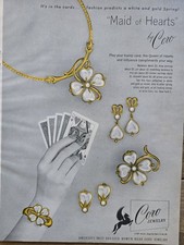 1952 Women's Coro Maid Of Hearts Necklace Bracelet Earrings vintage jewelry Ad picture