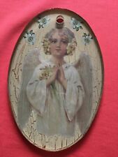 Vintage oval glass picture with a wonderful angel from Italy 4 x 6 inches picture
