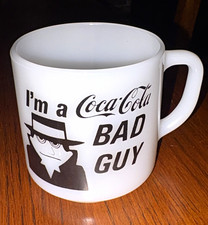 Vintage Federal Glass Coca-Cola Bad Guy Milk Glass Mug I Had a Bad Idea USA picture