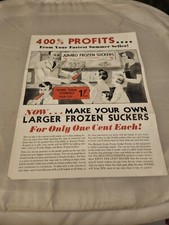 1920's Frozen Sucker / Popsicle Making Tool Brochure Frozen Sweets In. Chicago  picture