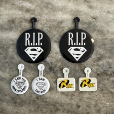 DC Comics Superman RIP Metal Badge Robin RIII Steel Tag Vintage 1990s Lot of 6 picture