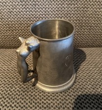 Vintage Old English Pewter Mug with Glass Bottom and Naked Nude Lady Handle picture