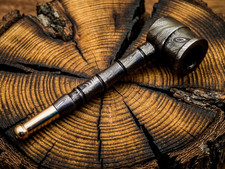 Handmade Smoking pipe Damascus Steel Smoking pipe W/brass tip best men gifts 664 picture