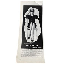 Vintage 1958 Mojud Seamless Hosiery Print Ad Masked Woman Mid-Century Ephemera picture