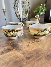 Antique Teacup and Saucer-Hand painted Windmill Theme Made in Japan picture