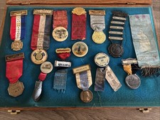 Antique 1800-1900’s Firemen's Association Delegates Speaker Ribbons & Badges picture