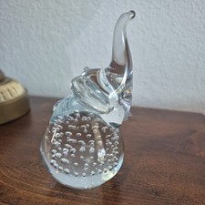 Glass Figurine Elephant Paperweight Crystal Clear with Controlled Bubbles Solid picture